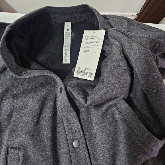 Lululemon Scuba Oversized Varsity Jacket Plush - Heathered Core Black - Size M/L - Picture 8 of 8